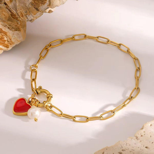 Pulsera Charm love + Perlita